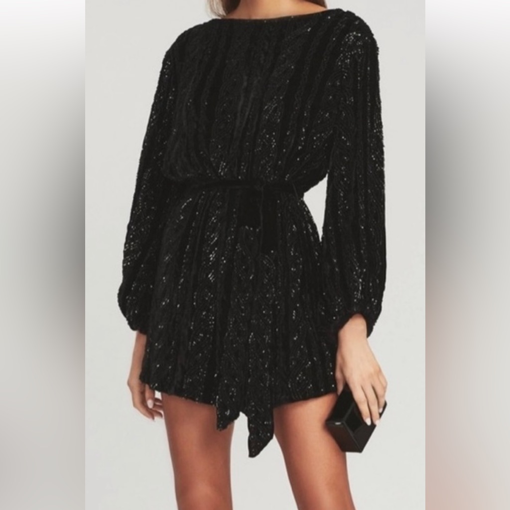Retrofete New With Tags! Black Sequin Grace Mini Dress